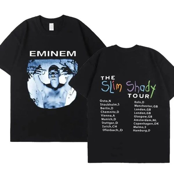Eminem graphic print hip hop T-shirt black women’s style