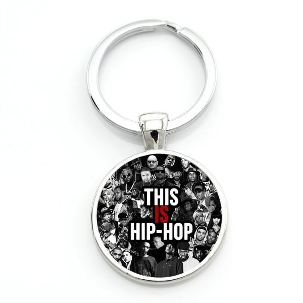 Eminem vintage yin yang photo glass metal keychain for men