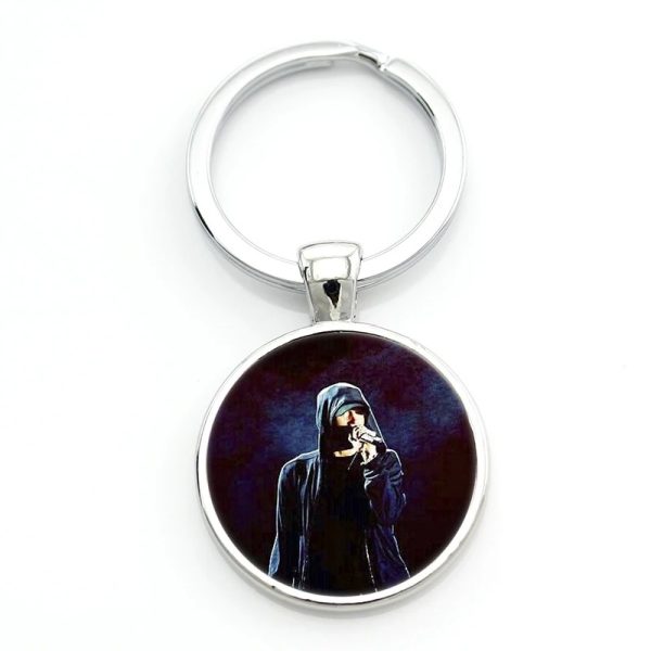 Eminem vintage yin yang photo glass metal keychain for men